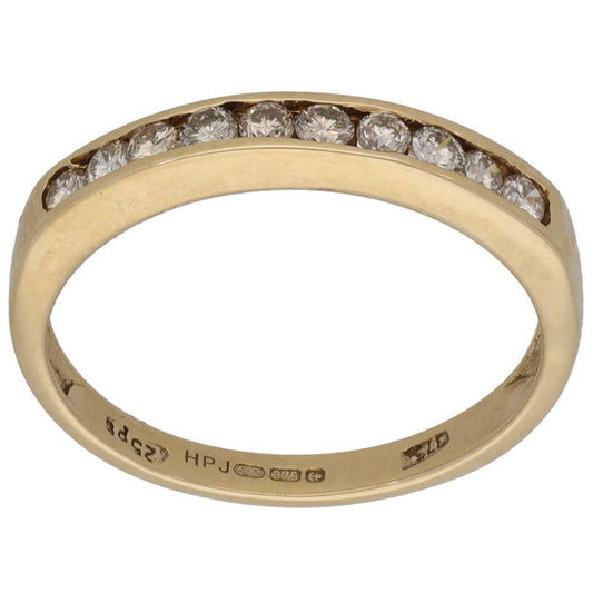 9ct Gold 0.09ct Diamond Half Eternity Ring Size K