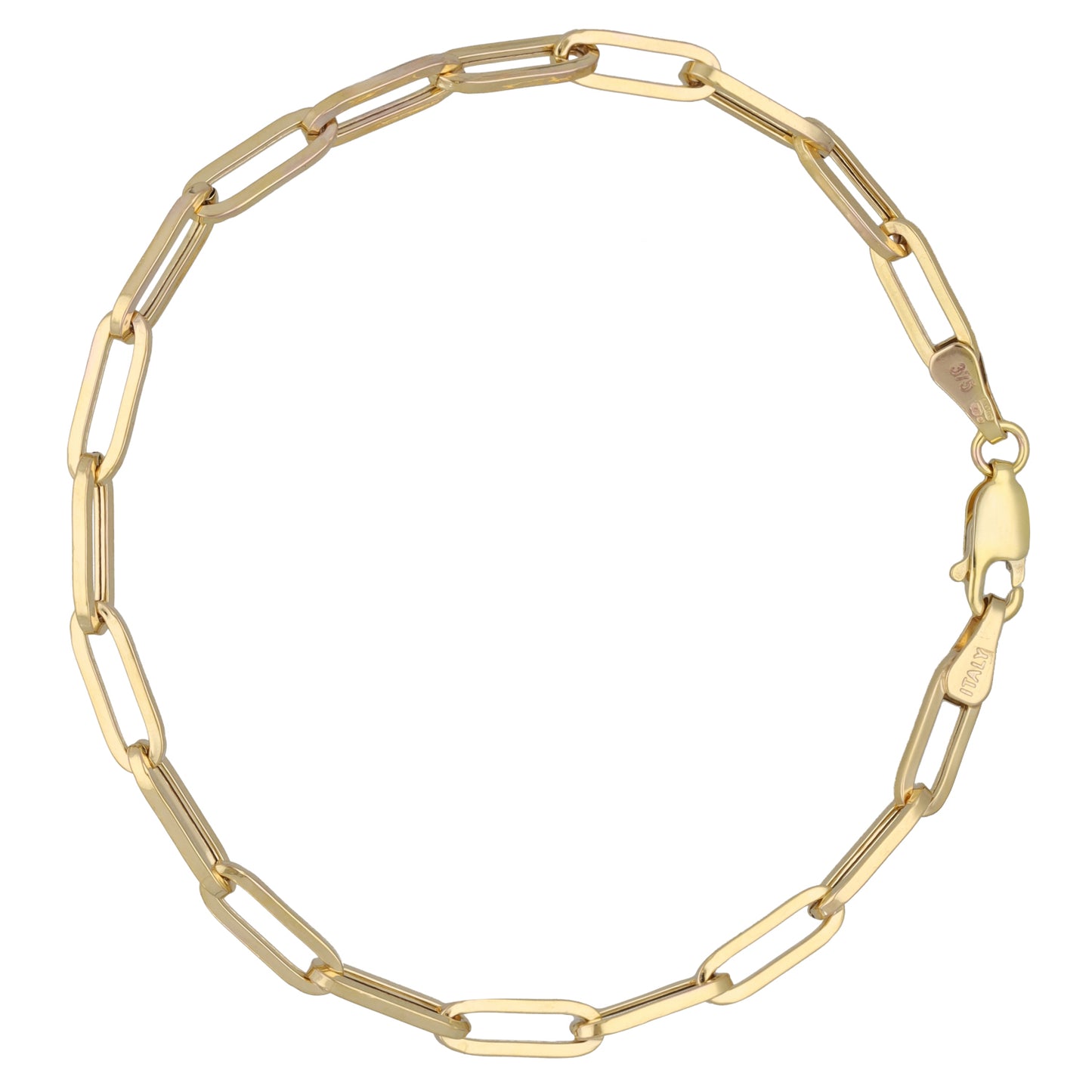 New 9ct Gold Paperclip Bracelet - Various Sizes
