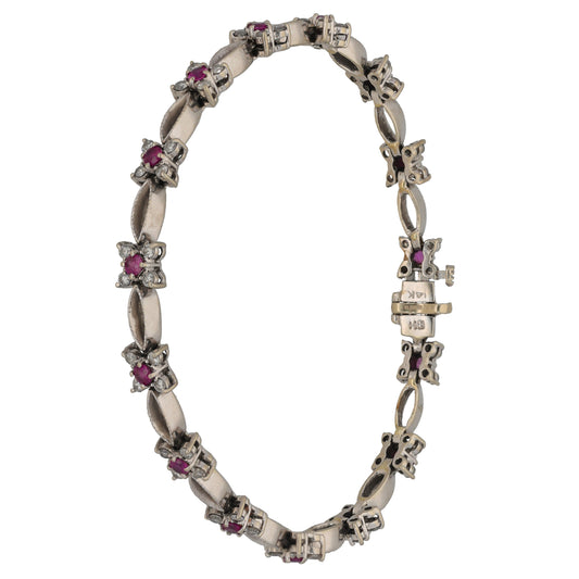 14ct White Gold Sapphire & 0.60ct Diamond Line/Tennis Bracelet