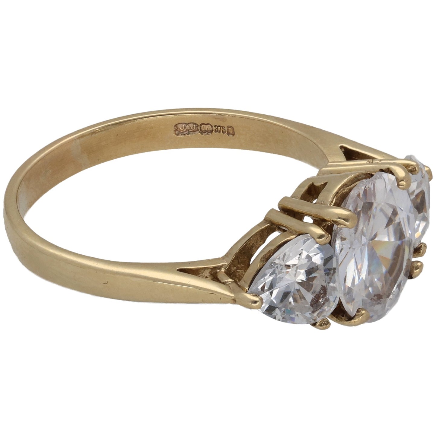9ct Gold Cubic Zirconia Three Stone Ring Size T
