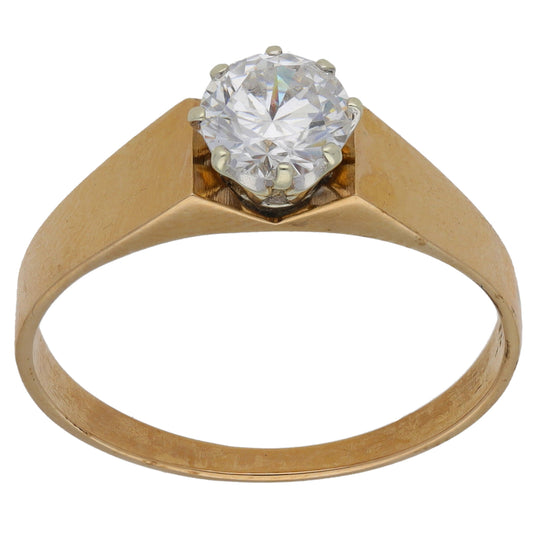 9ct Gold Cubic Zirconia Single Stone Ring Size Q