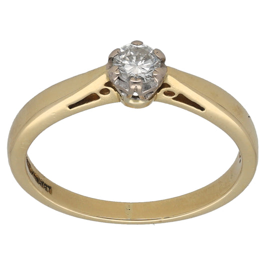 18ct Gold 0.15ct Diamond Solitaire Ring Size K