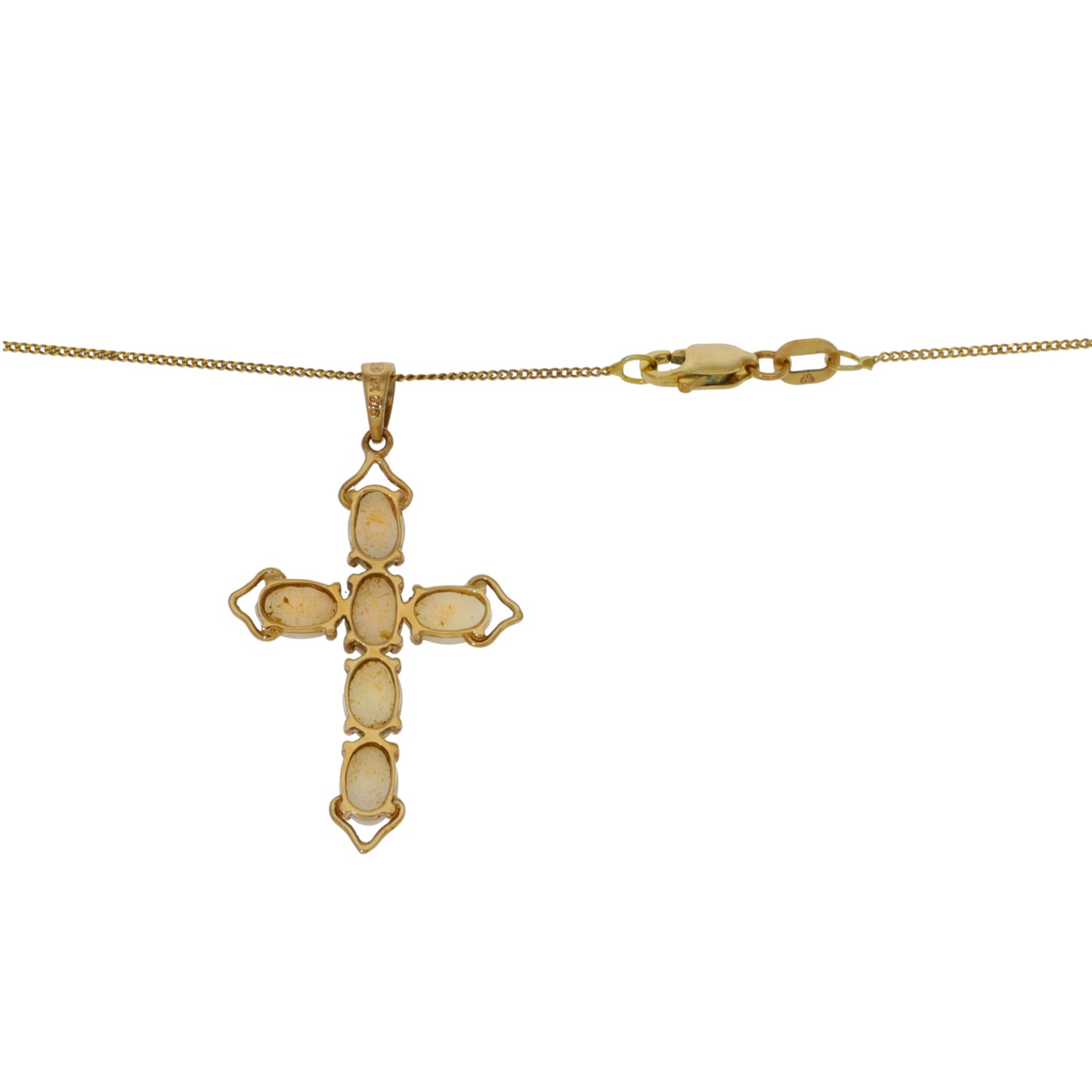 9ct Gold Opal Cross Pendant With Chain