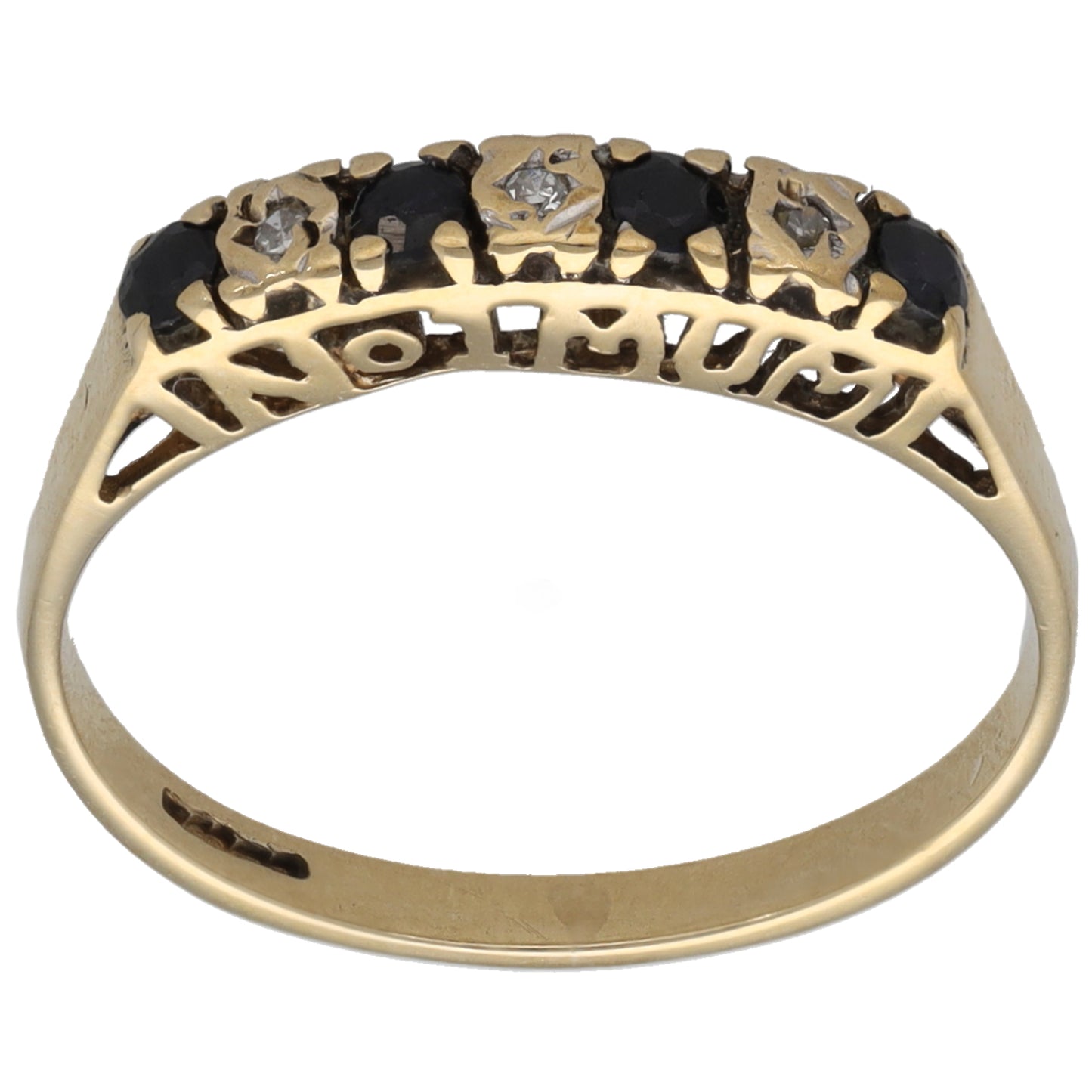 9ct Gold Sapphire & 0.015ct Diamond Half Eternity Ring Size M