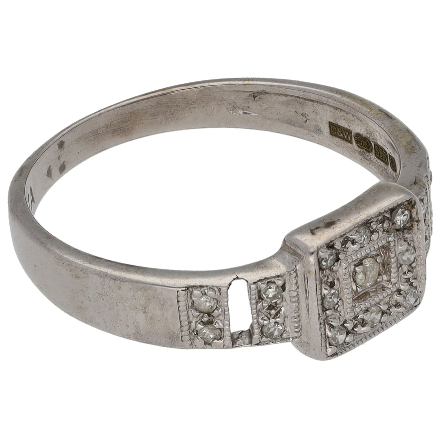 9ct White Gold 0.17ct Diamond Dress/Cocktail Ring Size O