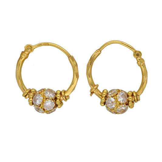 22ct Gold Cubic Zirconia Hoop Earrings