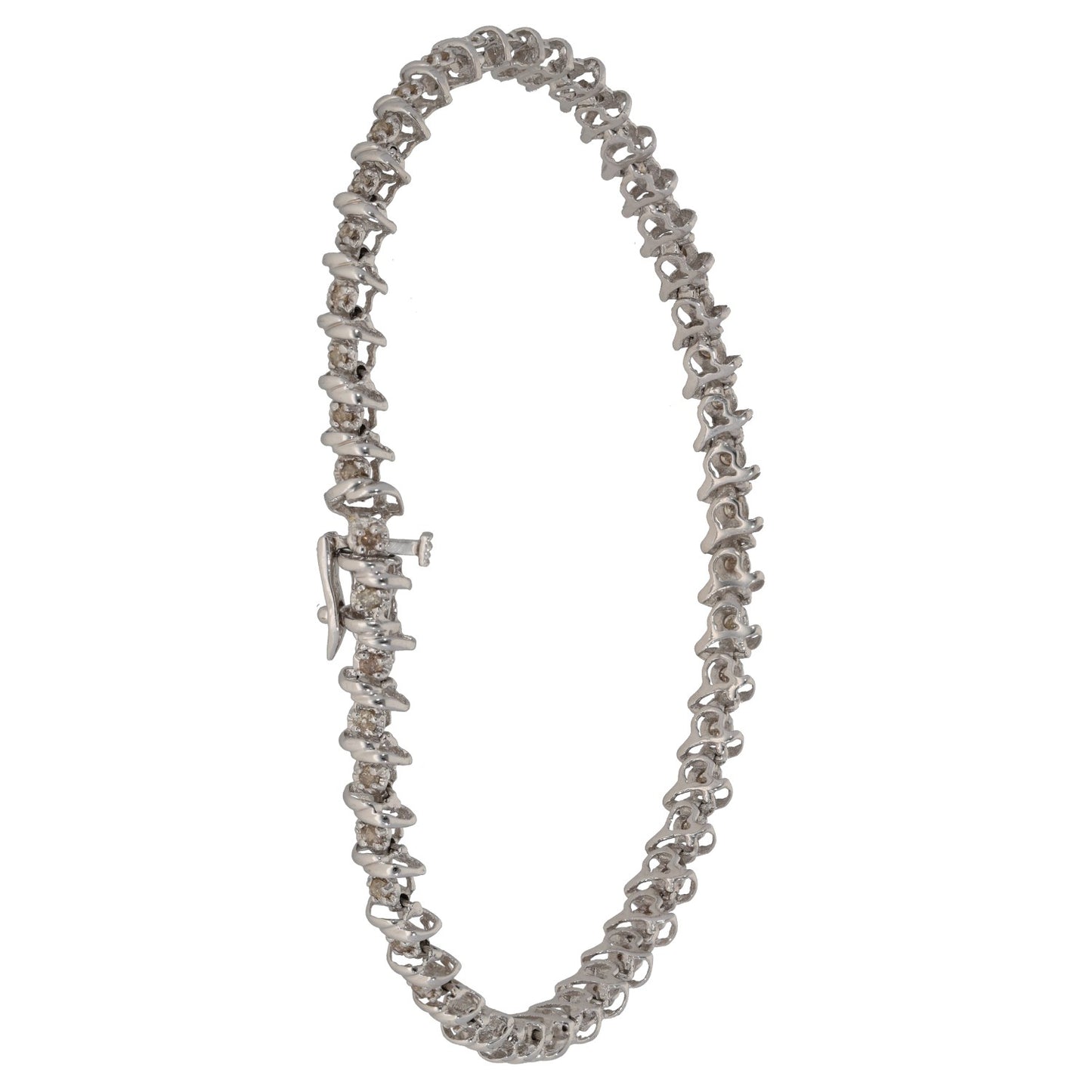9ct White Gold 0.94ct Diamond Fancy Stone Set Bracelet