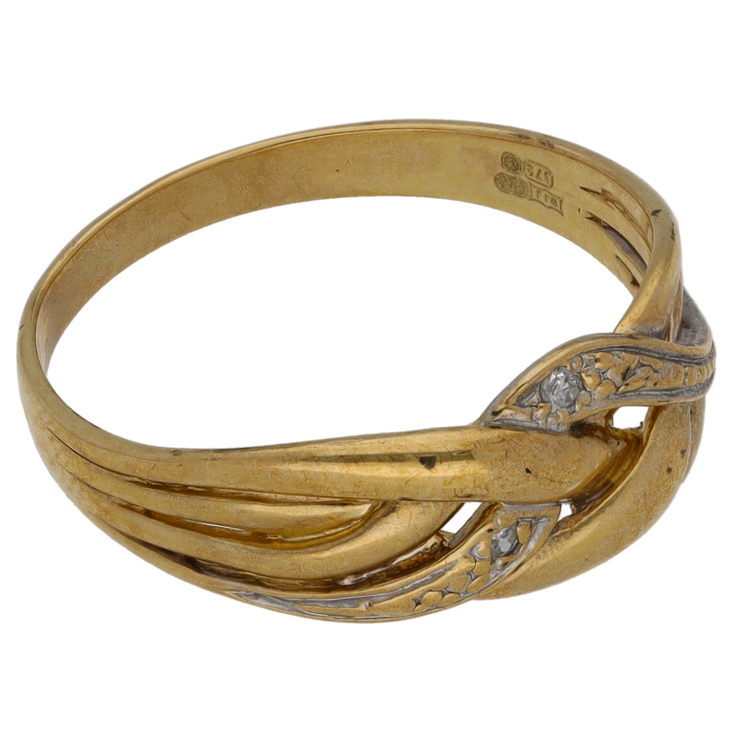 9ct Gold 0.01ct Diamond Two Stone Ring Size O