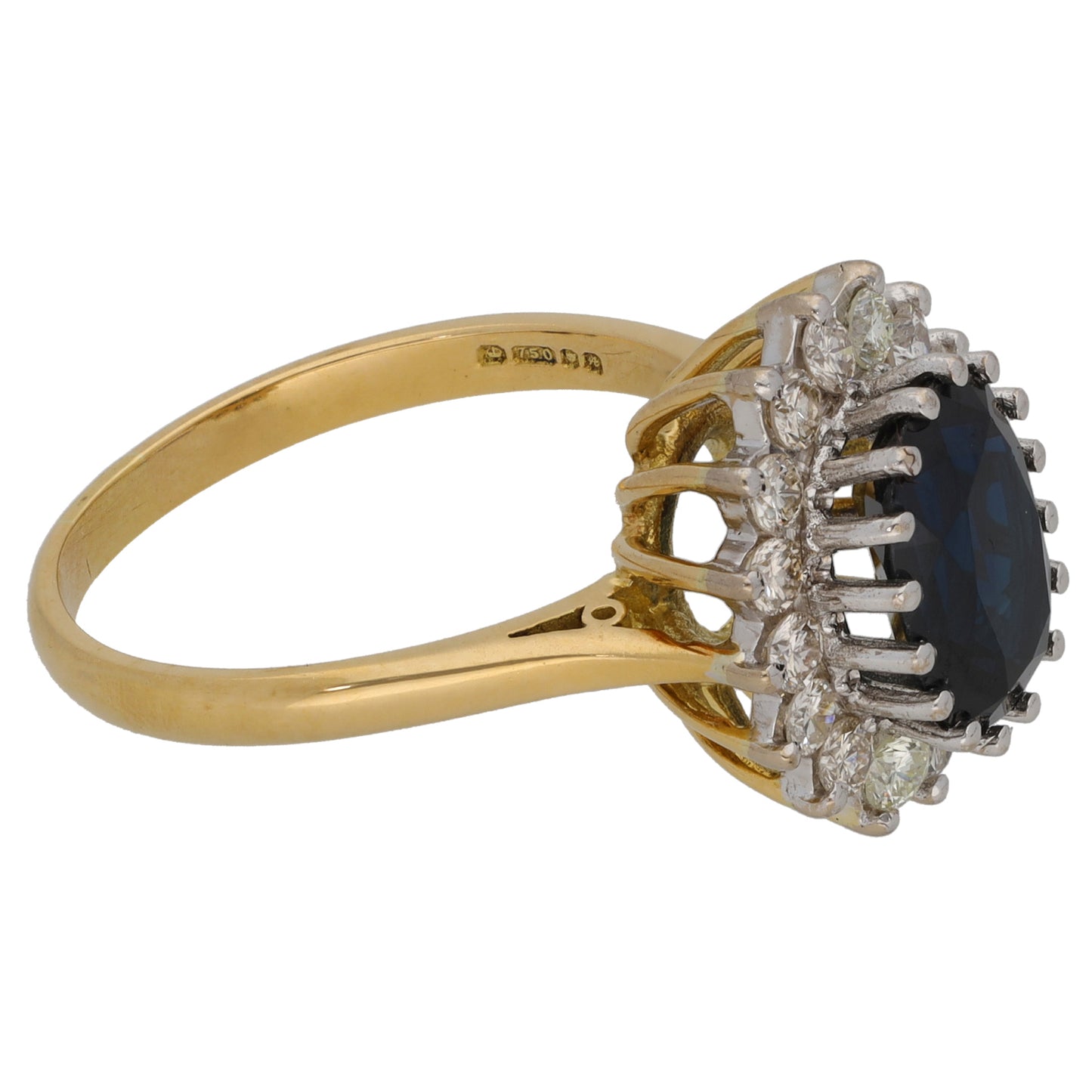 18ct Gold 0.80ct Diamond & Sapphire Dress/Cocktail Ring Size Q