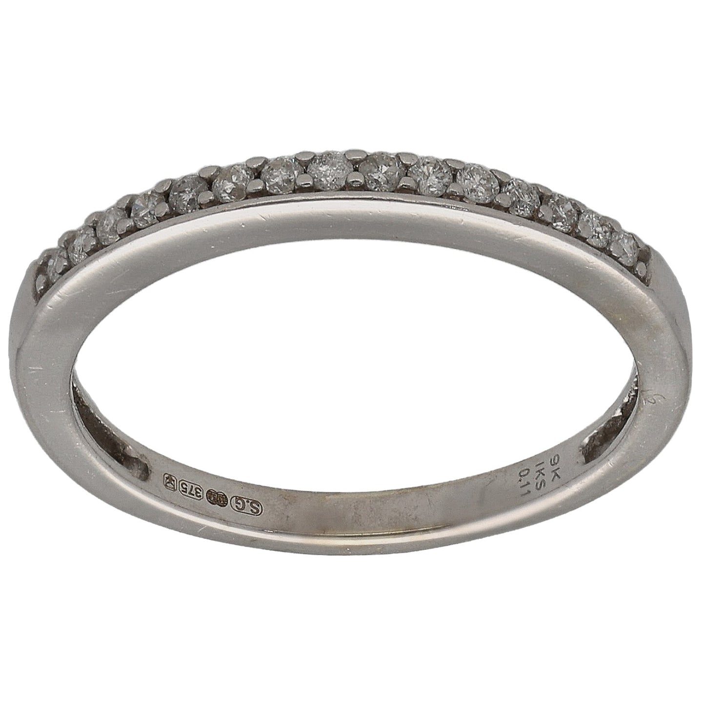 9ct White Gold 0.15ct Diamond Half Eternity Ring Size M