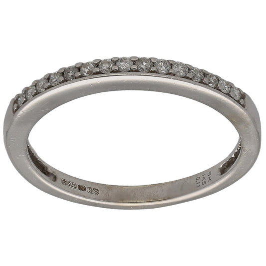 9ct White Gold 0.15ct Diamond Half Eternity Ring Size M