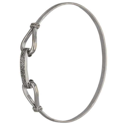 14ct White Gold 0.20ct Diamond Hinged/Clasp Bangle