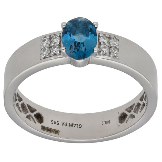 14ct White Gold Topaz Dress/Cocktail Ring Size S