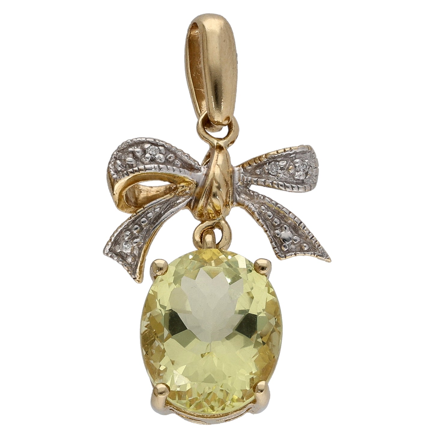 9ct Gold Quartz & 0.02ct Diamond Dress/Cocktail Pendant