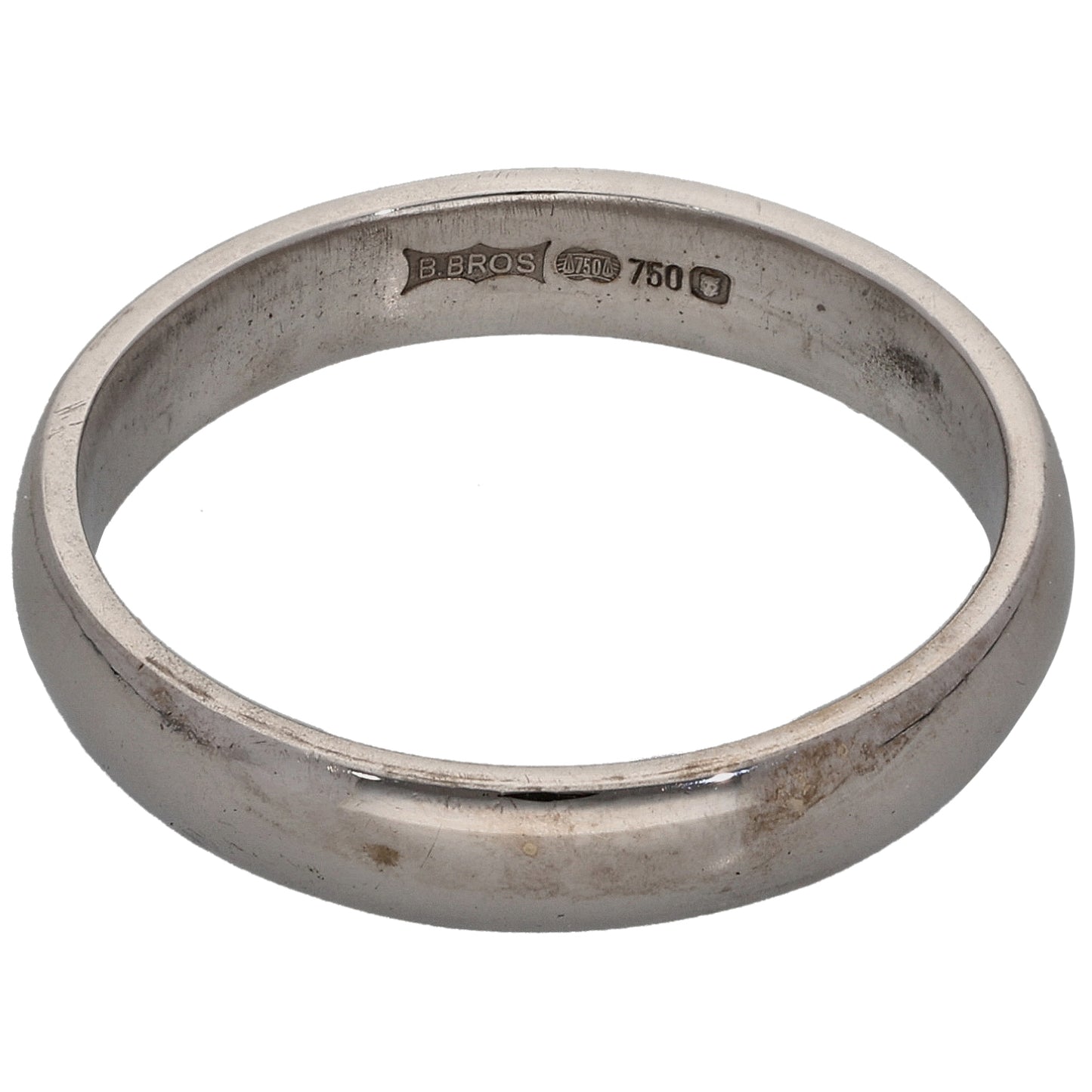 18ct White Gold Plain Wedding Ring Size P