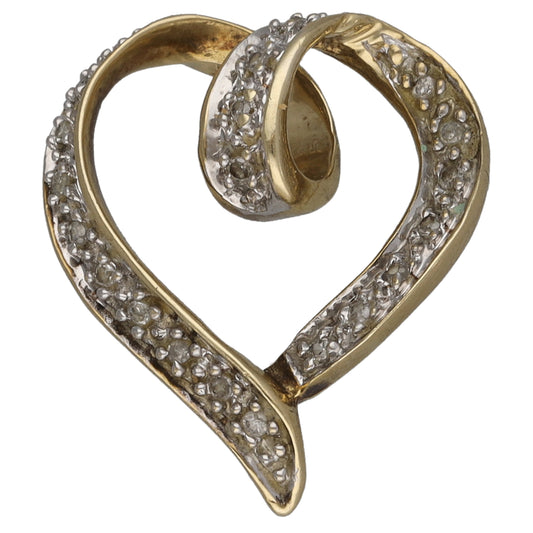 9ct Bicolour Gold 0.20ct Diamond Heart Pendant