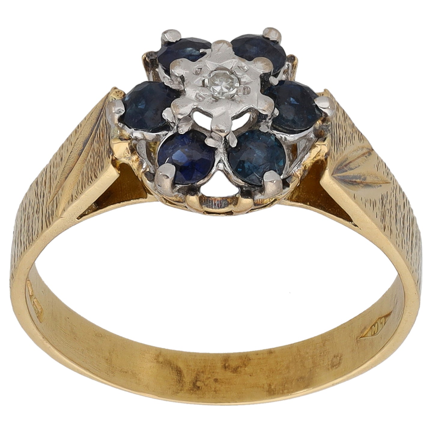 18ct Gold 0.02ct Diamond & Sapphire Cluster Ring Size N