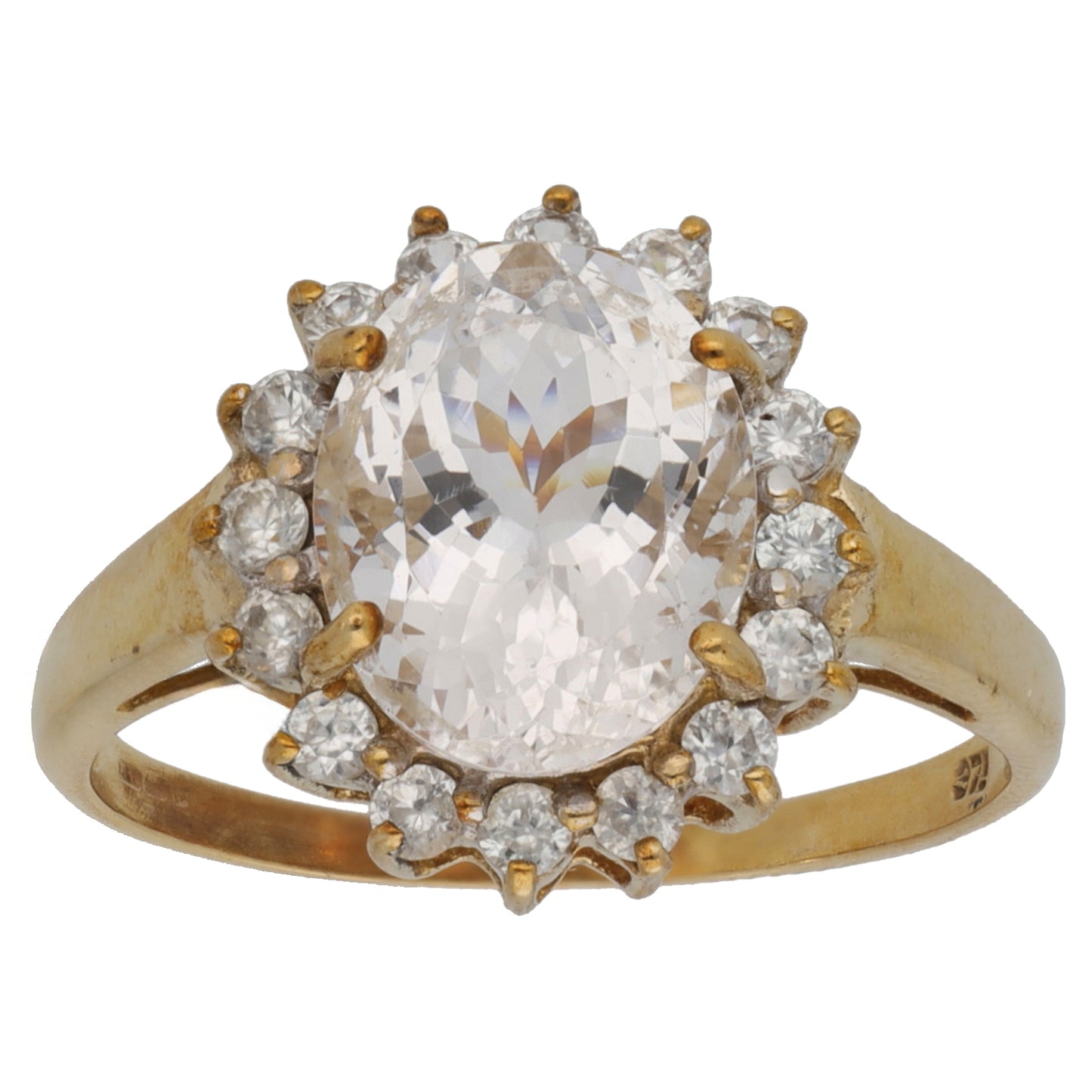 9ct Gold Morganite & White Sapphire Cluster Ring Size N