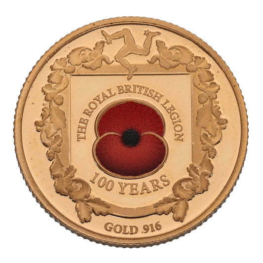 22ct Gold Isle Of Man The Royal British Legion Full Sovereign Coin 2021