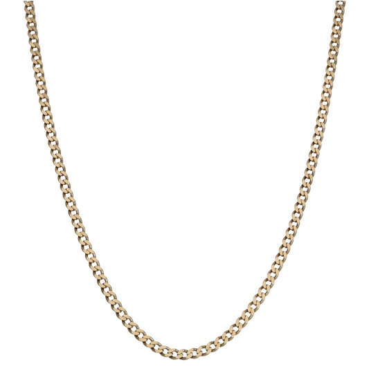 9ct gold curb chain necklace, flat linked links in warm gold tone
