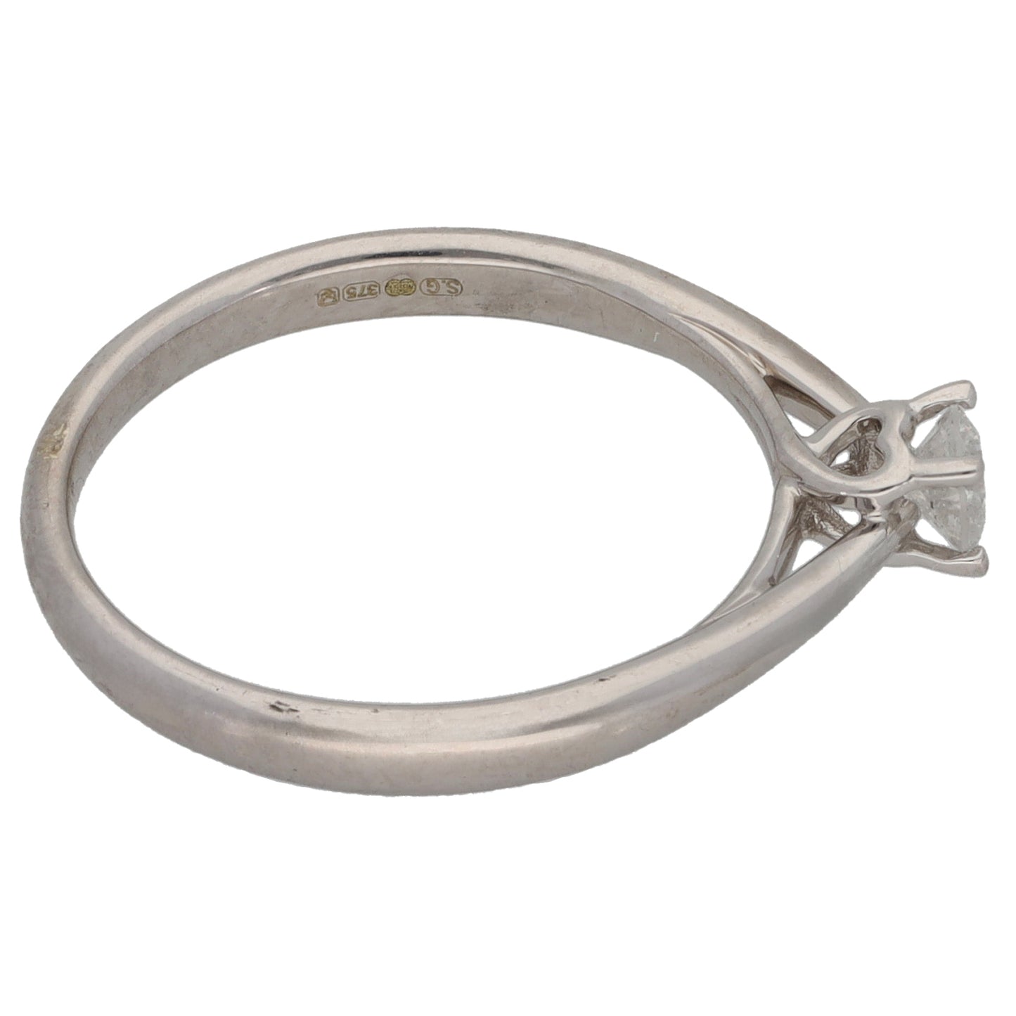 9ct White Gold 0.15ct Diamond Single Stone Ring Size L