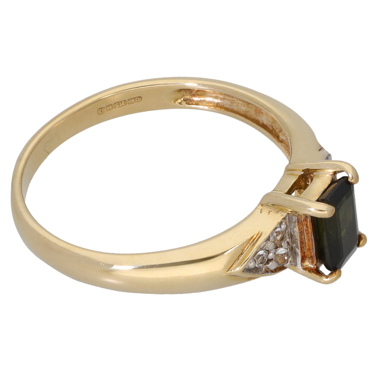9ct Gold Tourmaline & Imitation Gems Dress/Cocktail Ring Size N