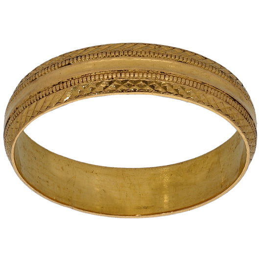22ct Gold Patterned Wedding Ring Size P