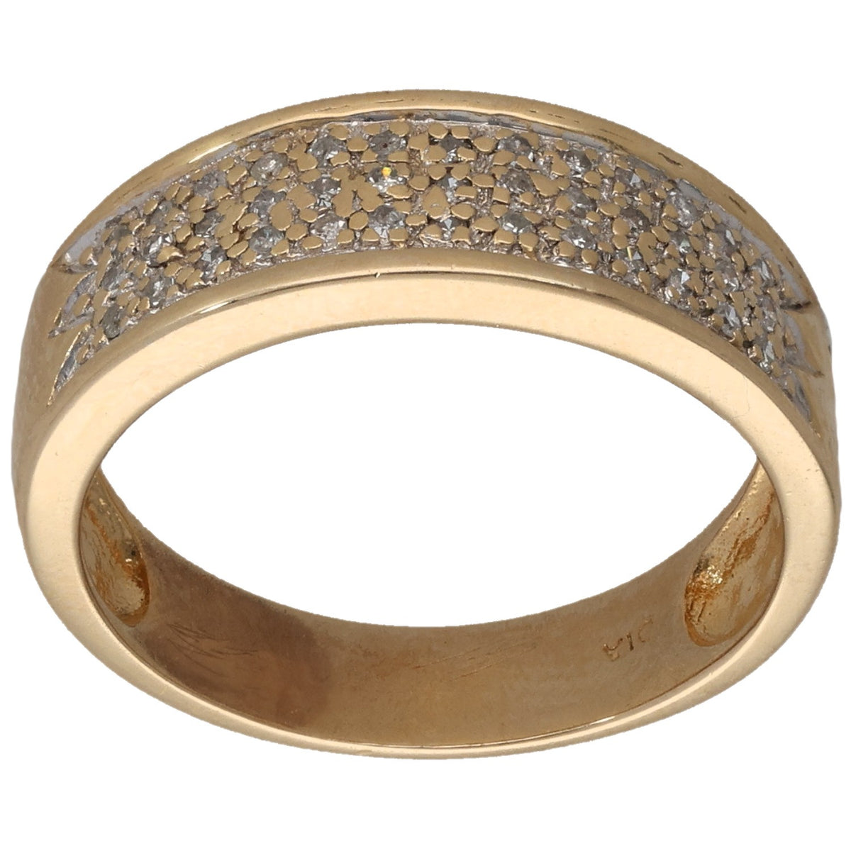 9ct gold dress ring with round diamond pavé top, size O