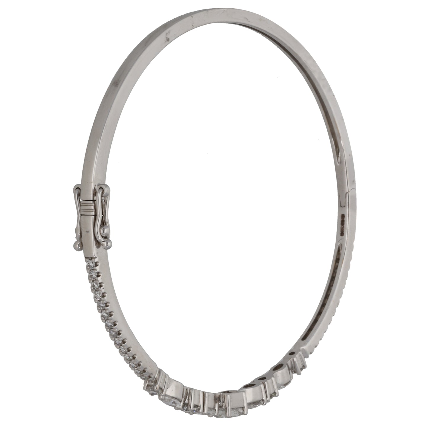18ct White Gold 1.30ct Diamond Hinged/Clasp Bangle