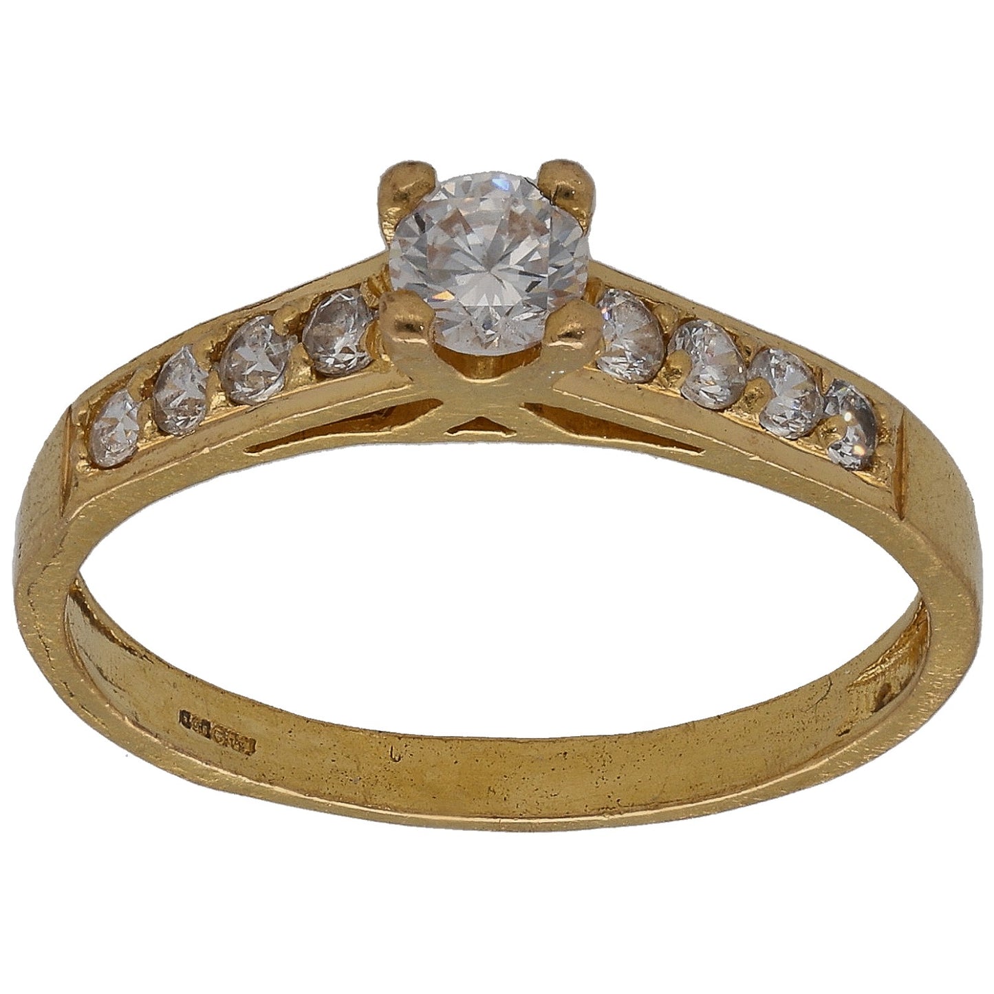 22ct Gold Cubic Zirconia Single Stone Ring With Accents Size O