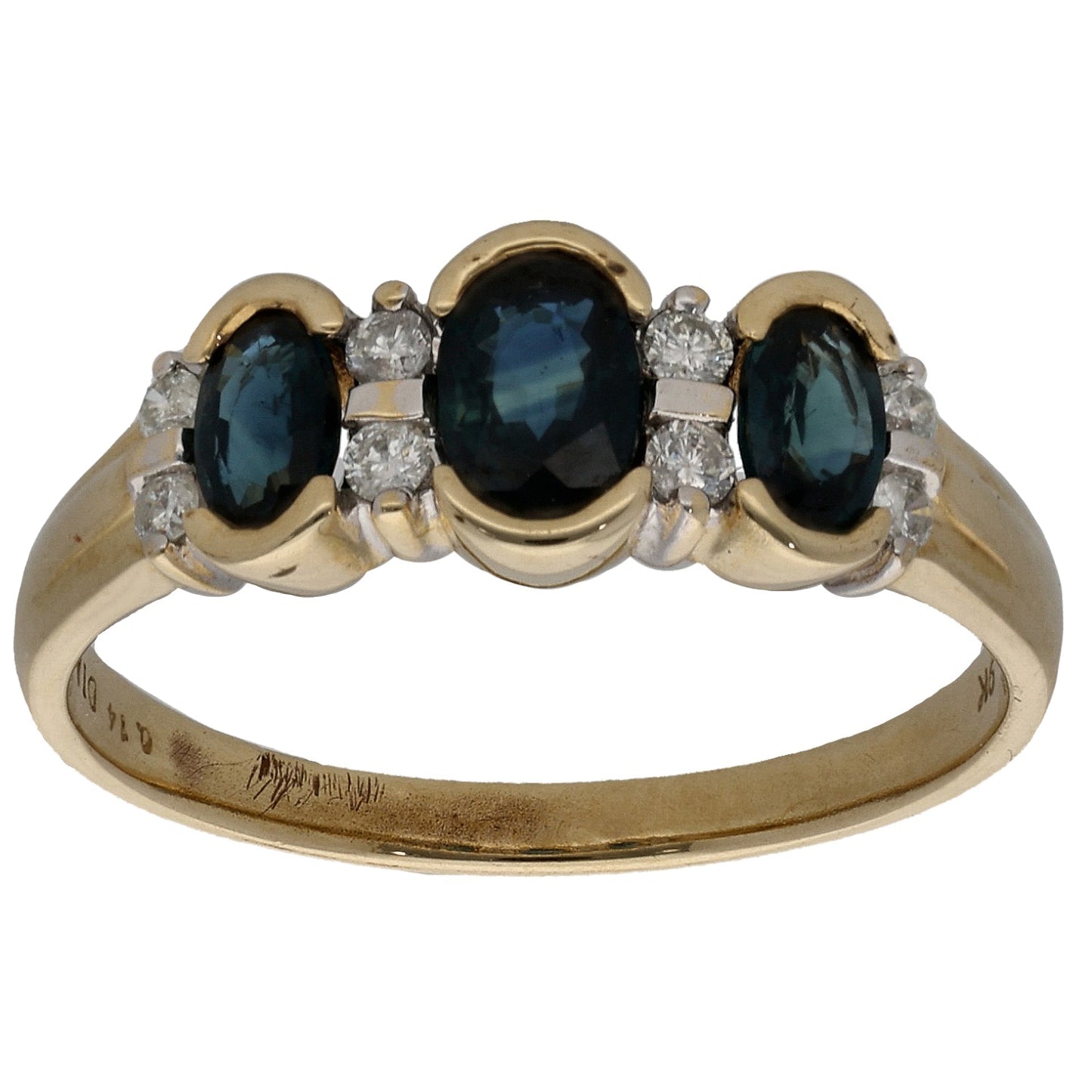 9ct Gold Sapphire & 0.14ct Diamond Dress/Cocktail Ring Size Q