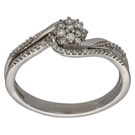 9ct White Gold 0.30ct Diamond Ring Set Size S