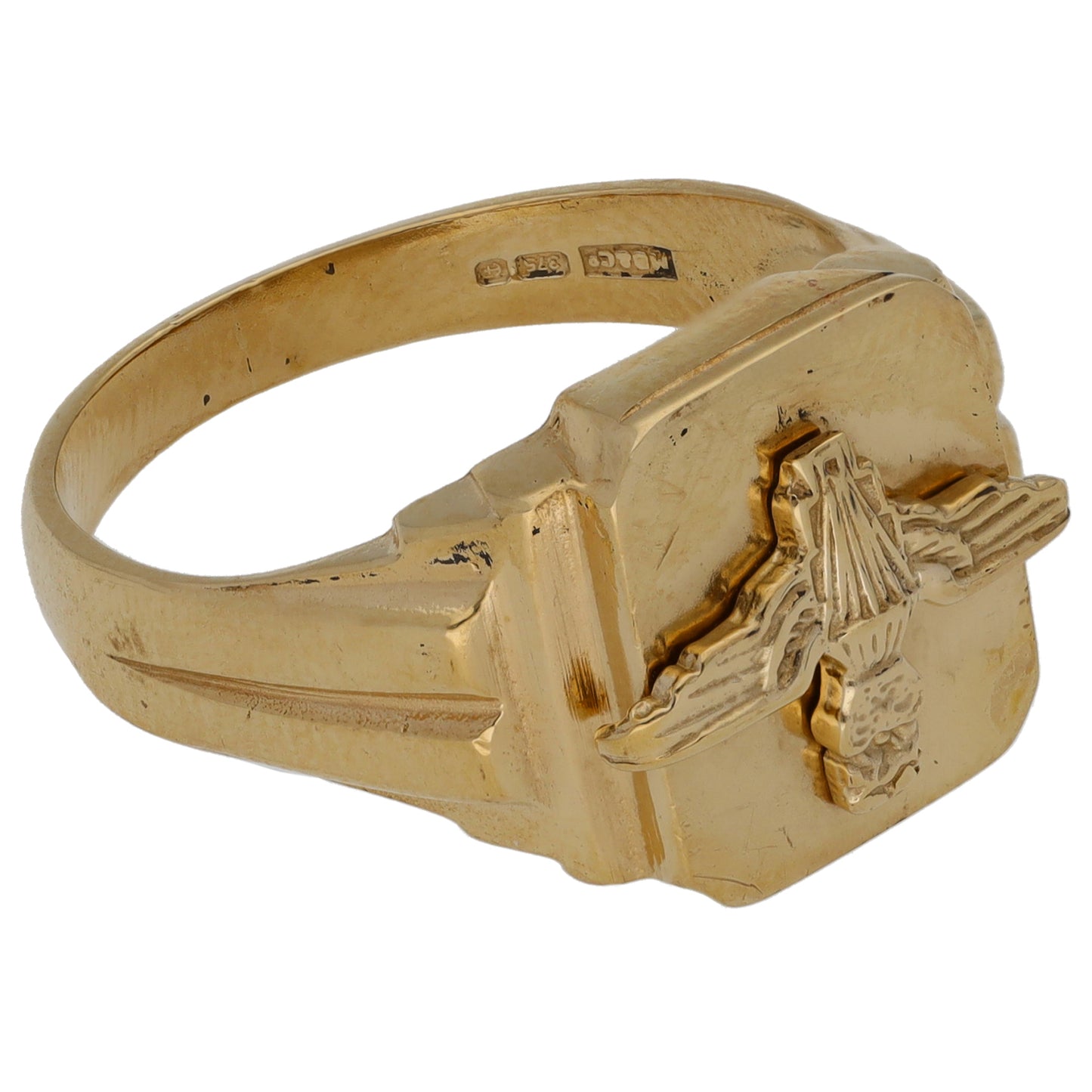9ct Gold Crest/Emblem Signet Ring Size P