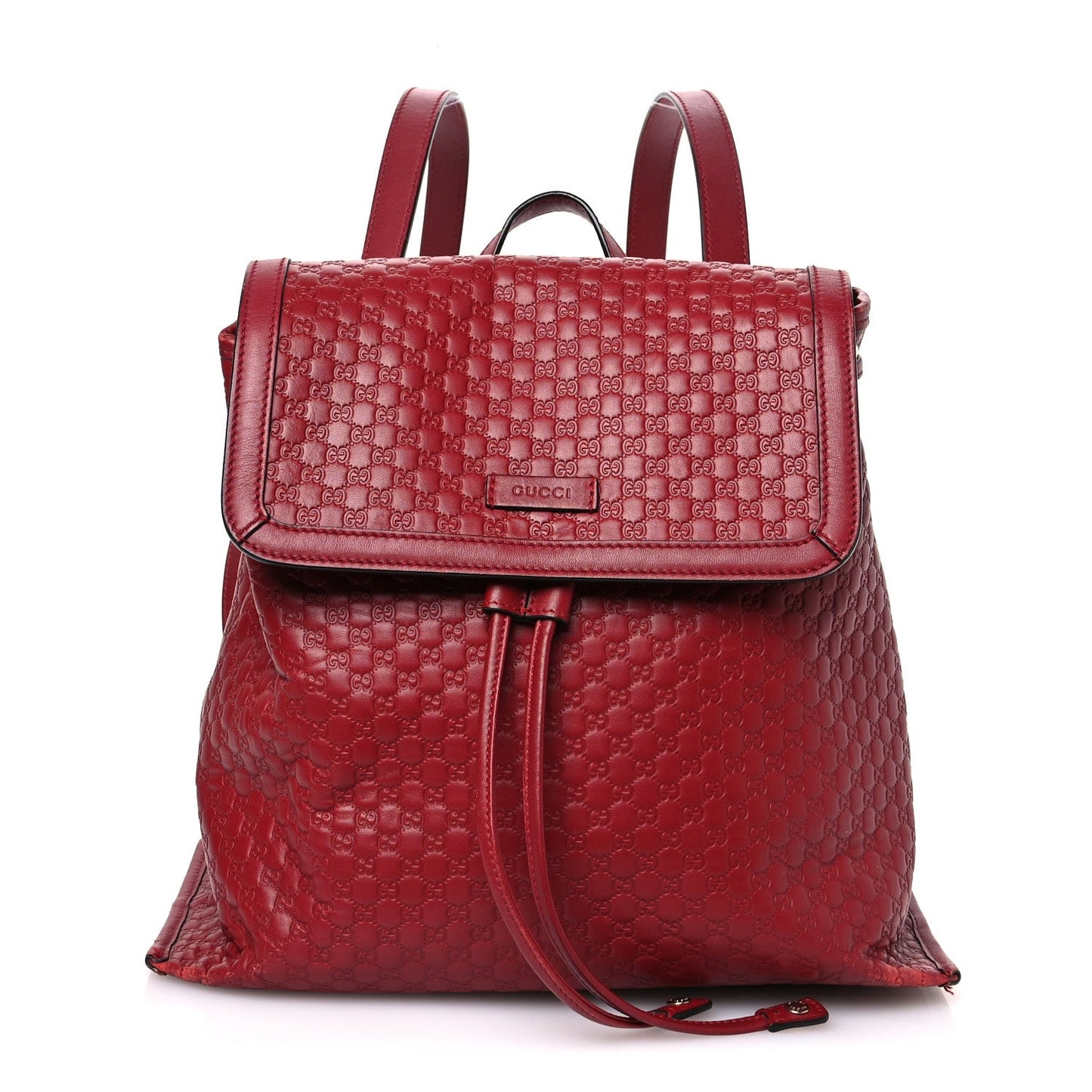 Gucci Microguccissima Drawstring Backpack Leather Bag - Red