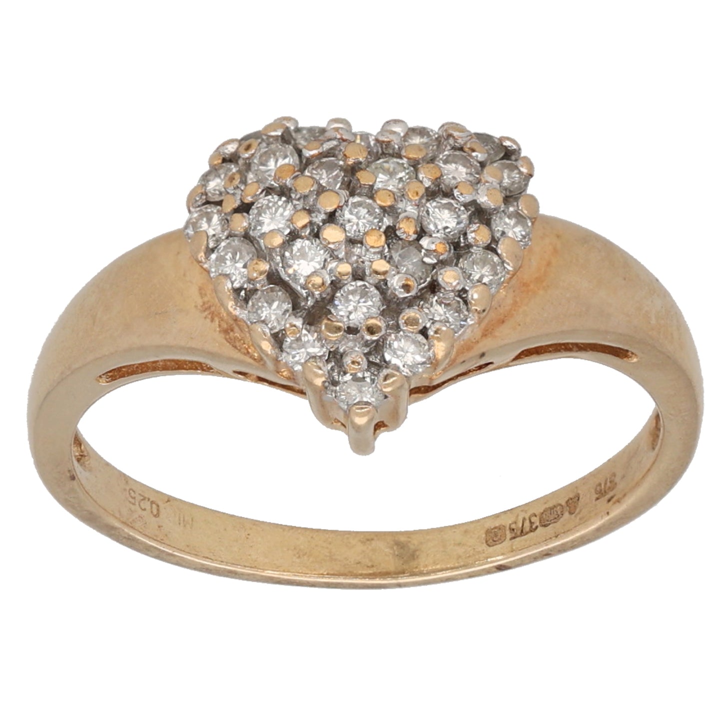 9ct Gold 0.25ct Diamond Cluster Ring Size L