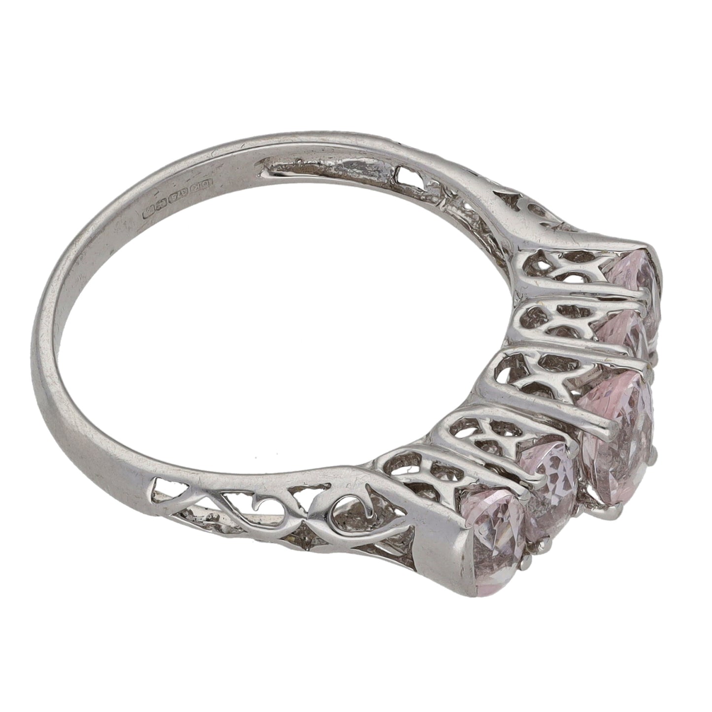 9ct White Gold Morganite Half Eternity Ring Size N