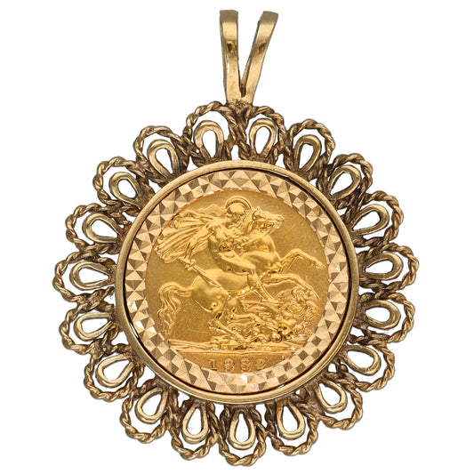 9ct Gold Half Sovereign Coin Pendant