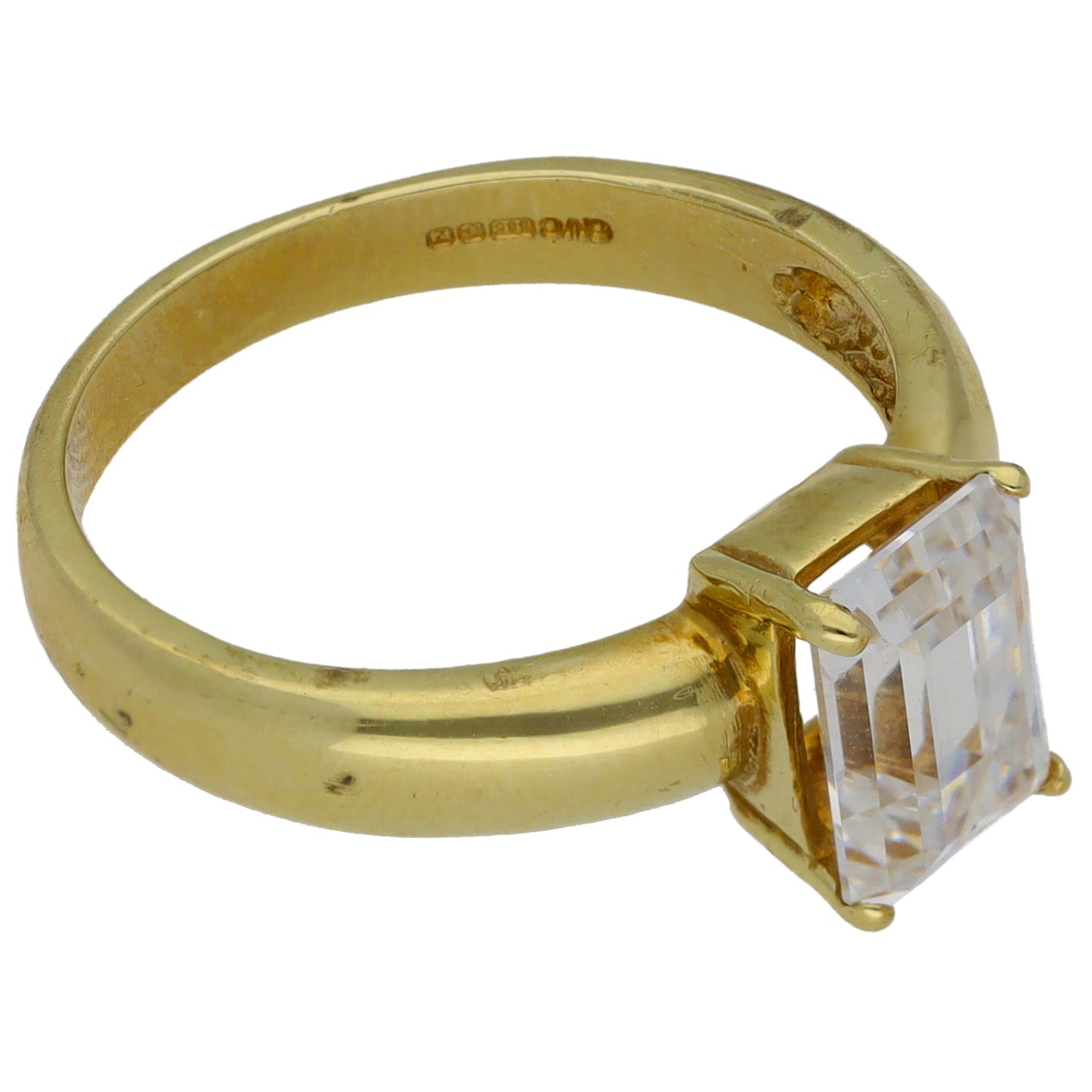 14ct Gold Cubic Zirconia Single Stone Ring Size L