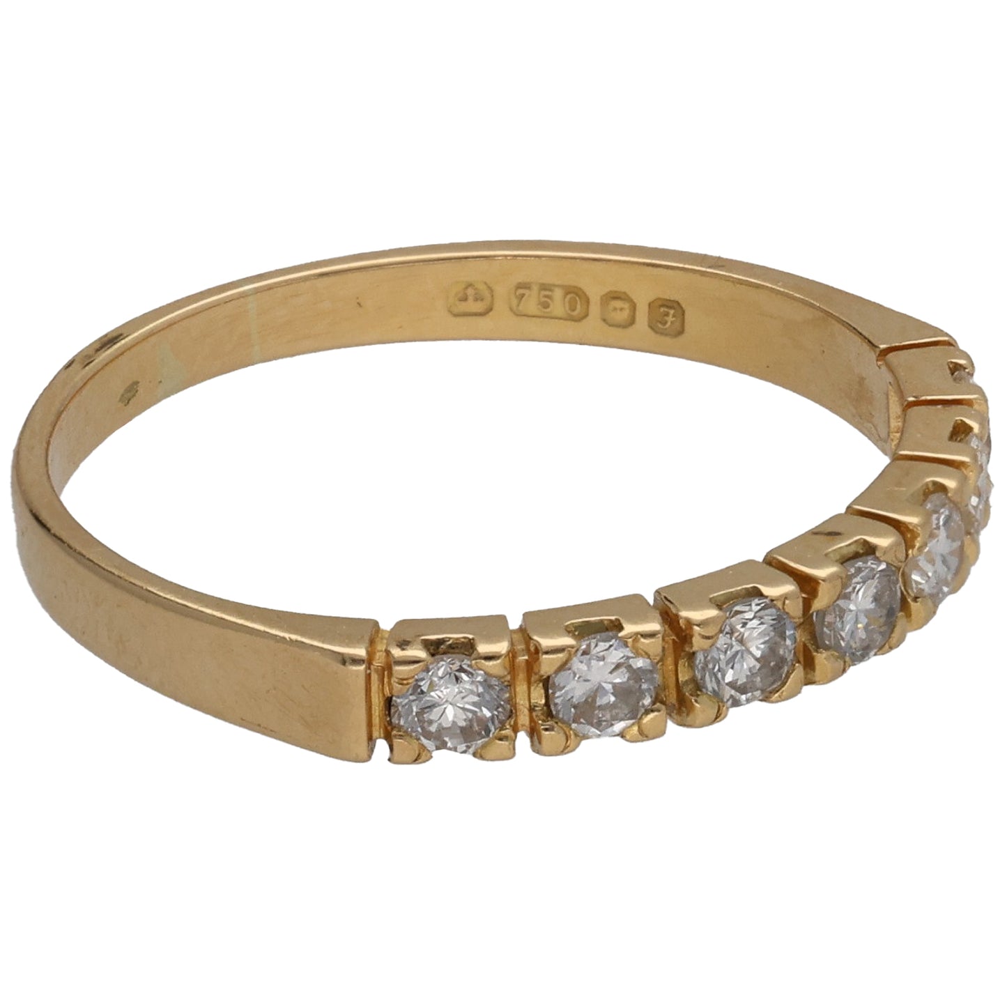 18ct Gold 0.38ct Diamond Half Eternity Ring Size N