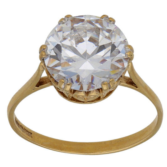 9ct Gold Cubic Zirconia Single Stone Ring Size O