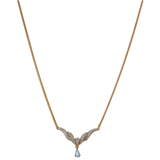 9ct Gold Topaz & 0.05ct Diamond Fancy Necklace 14"