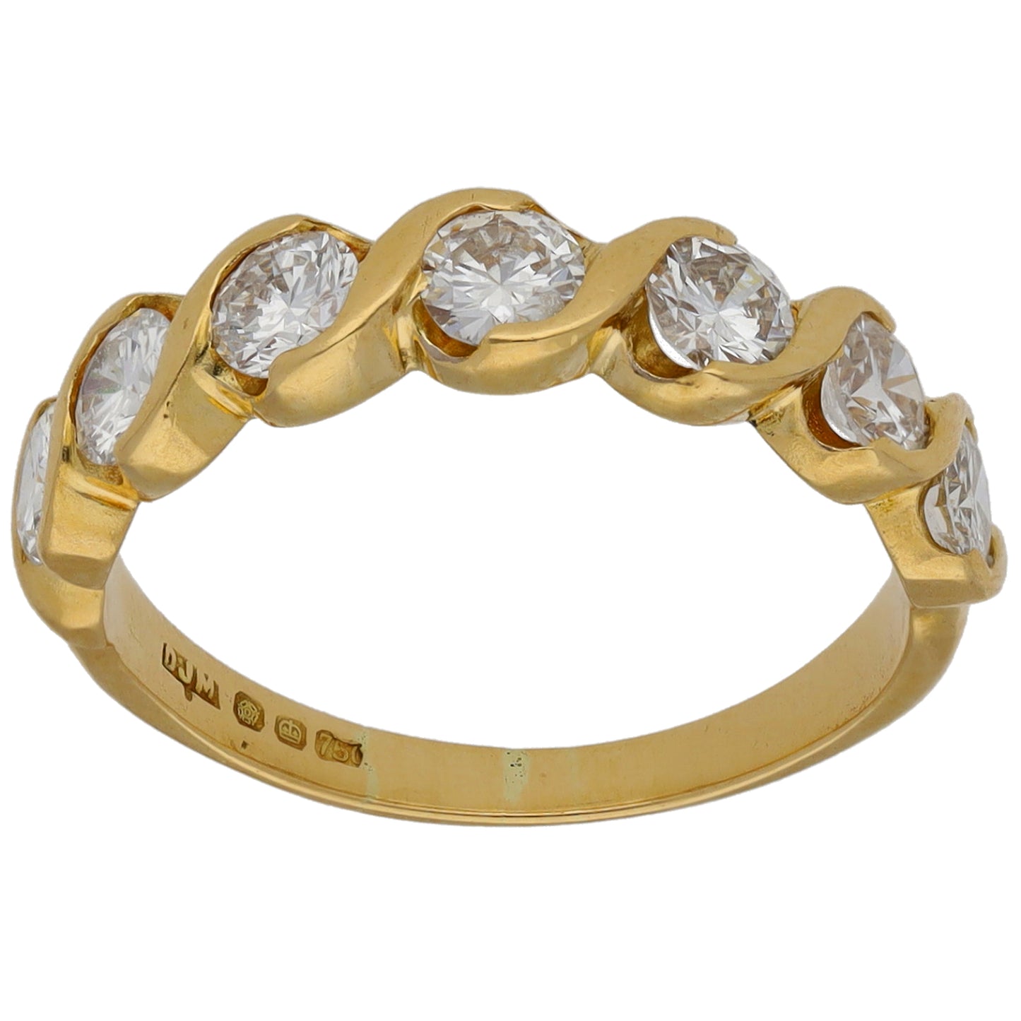 18ct Gold 1.05ct Diamond Half Eternity Ring Size K