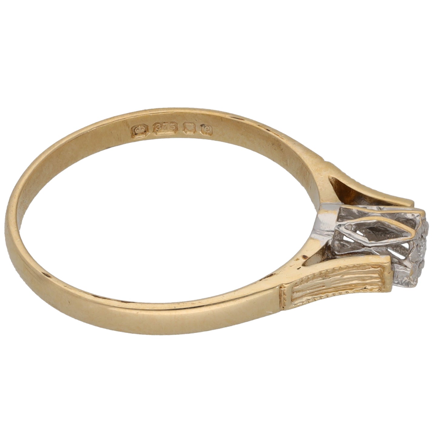 9ct Gold 0.01ct Diamond Solitaire Ring Size O