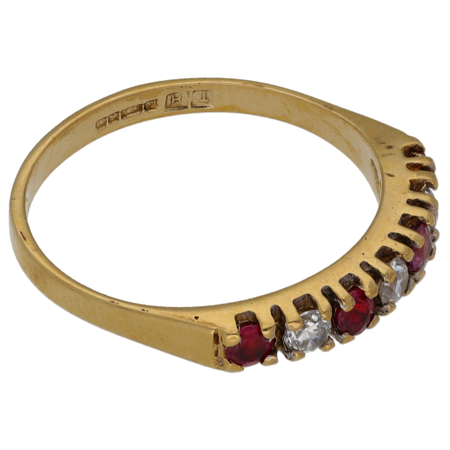 9ct Gold Ruby & Cubic Zirconia Half Eternity Ring Size O