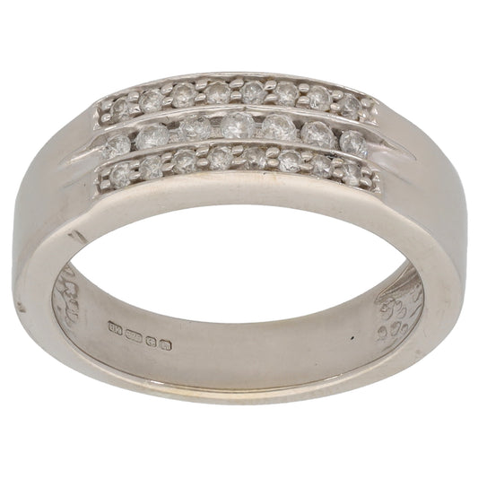 9ct White Gold 0.30ct Diamond Dress/Cocktail Ring Size N