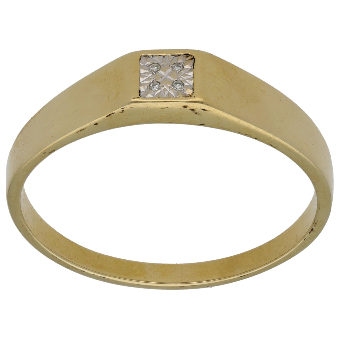 9ct Gold 0.01ct Diamond Signet Ring Size Y