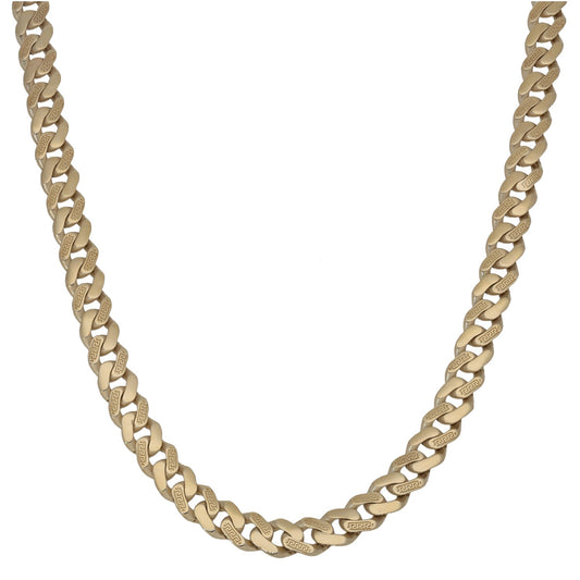 New 14ct Gold Greek Key Cubic Zirconia Cuban Chain 22"