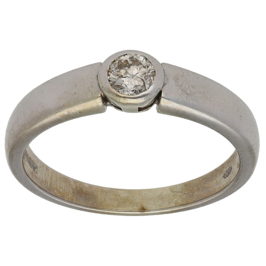 9ct White Gold 0.20ct Diamond Solitaire Ring Size N