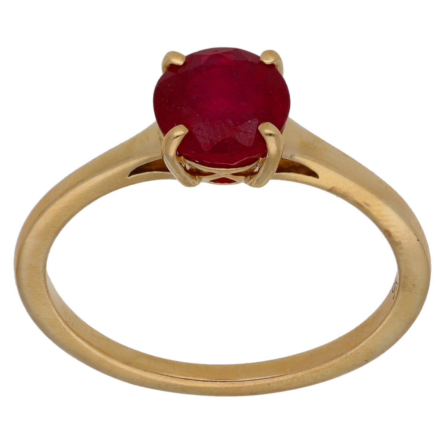 9ct Gold Glass Filled Ruby Single Stone Ring Size Q