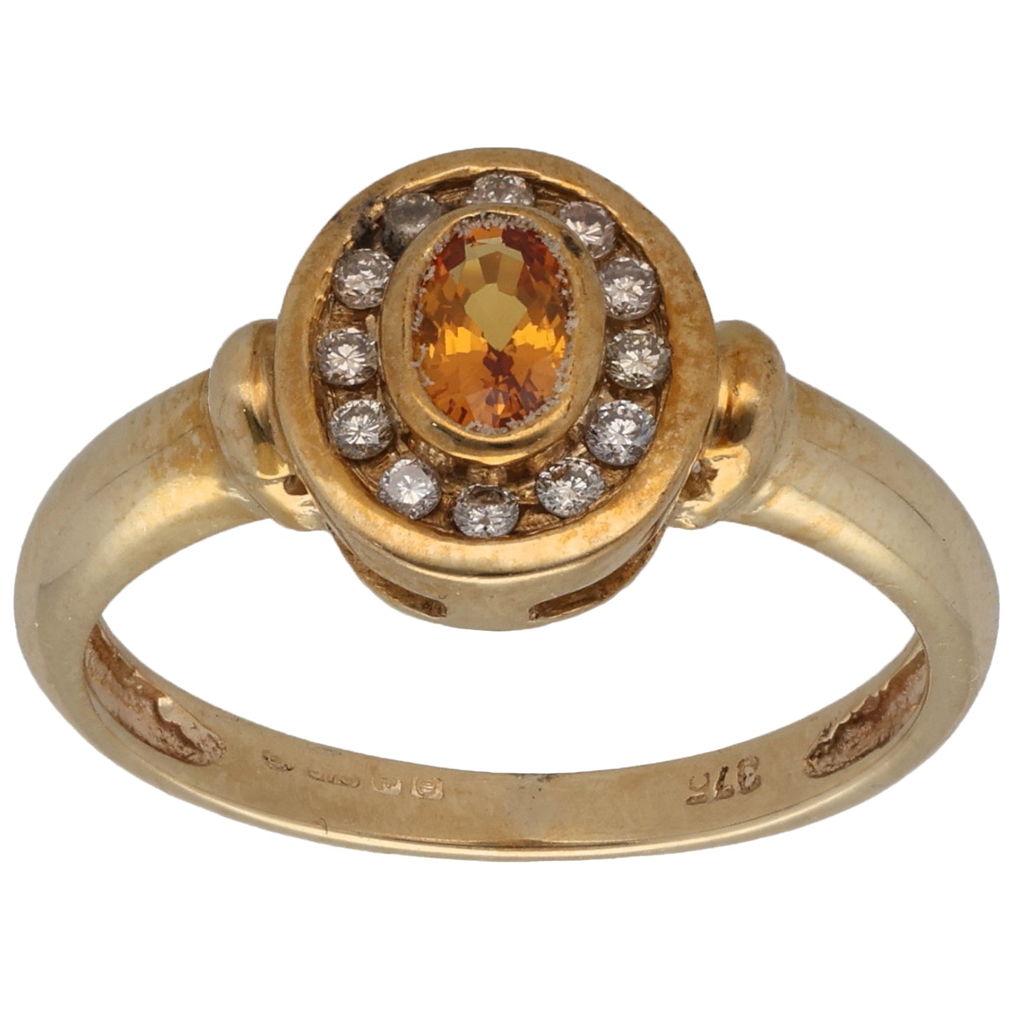 9ct Gold Sapphire & 0.12ct Diamond Dress/Cocktail Ring Size L